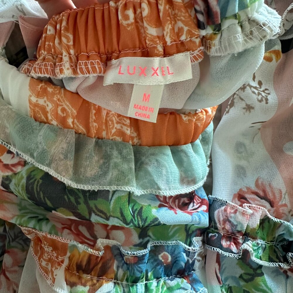 Luxxel Stefanie Patchwork Ruffle Tiered Cutout Dr… - image 5